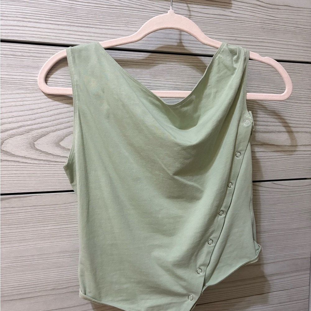 Princess Polly Green Asymmetrical Sleeveless Tank